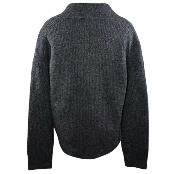 J.Crew Wool Blend Half-Zip Sweater | Gray Unisex Minimalist Ribbed | M - Picture 3 of 10